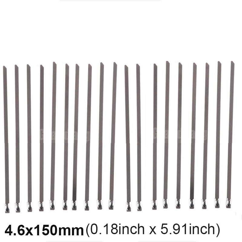 20 Pcs Stainless Steel Metal Cable Ties Exhaust Wrap Coated Locking Metal Zip-Exhaust Multifunctional Locking Cable Ties