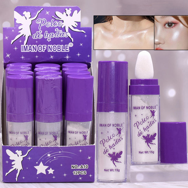 New White Moonlight Highlighter Powder Polvo De Hadas Glitter Powder Shimmer Contour Powder for Face Body Highlight Makeup