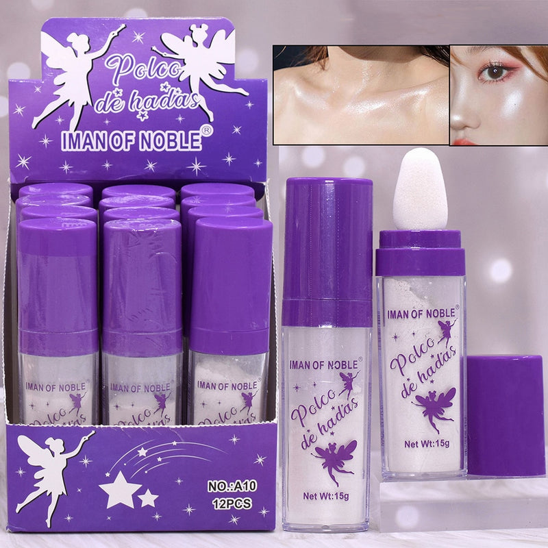 New White Moonlight Highlighter Powder Polvo De Hadas Glitter Powder Shimmer Contour Powder for Face Body Highlight Makeup