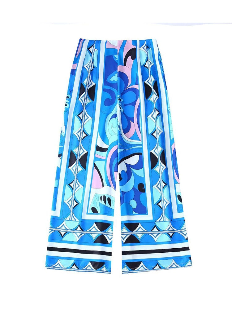 TFMLN 2022 Summer Women 2PCS Print Blouses+Skirts Set New Turn Down Collar Long Sleeve Tops High Waist Dress Girl Outfits