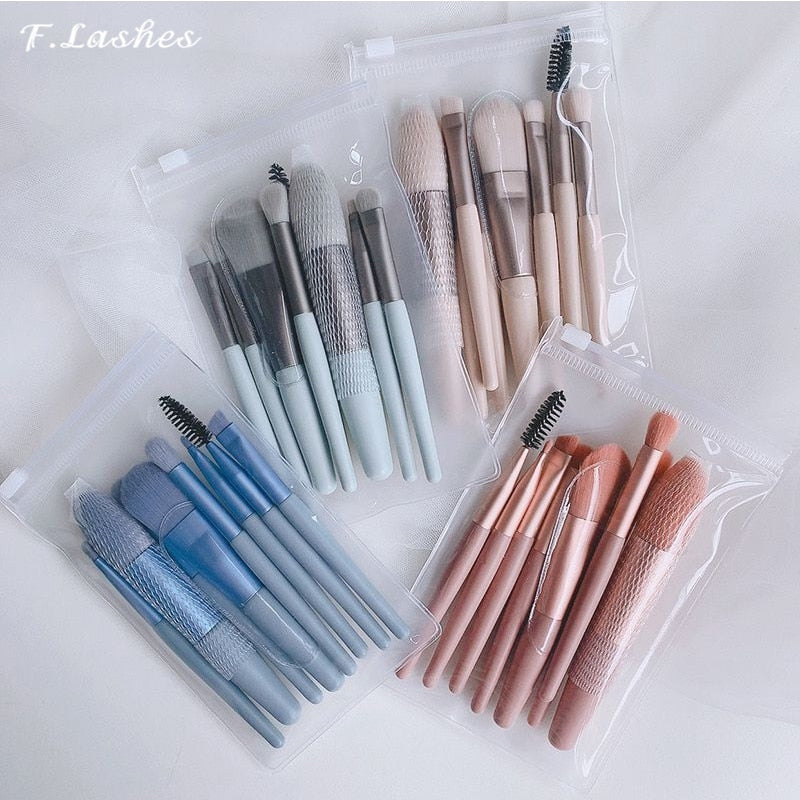 8Pcs Mini Travel Women Makeup Brushes Set Portable Soft Concealer Brush Beauty Foundation Eye Shadow Tool Eyelash Brush With Bag