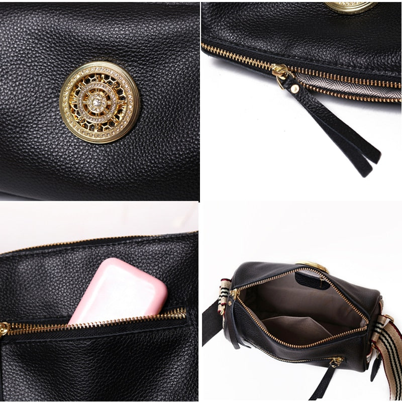 Women Genuine Leather Handbags Designer Rotating metal lock Ladies Shoulder Bags Fashion New Luxury Brand Female Messenger Bag
