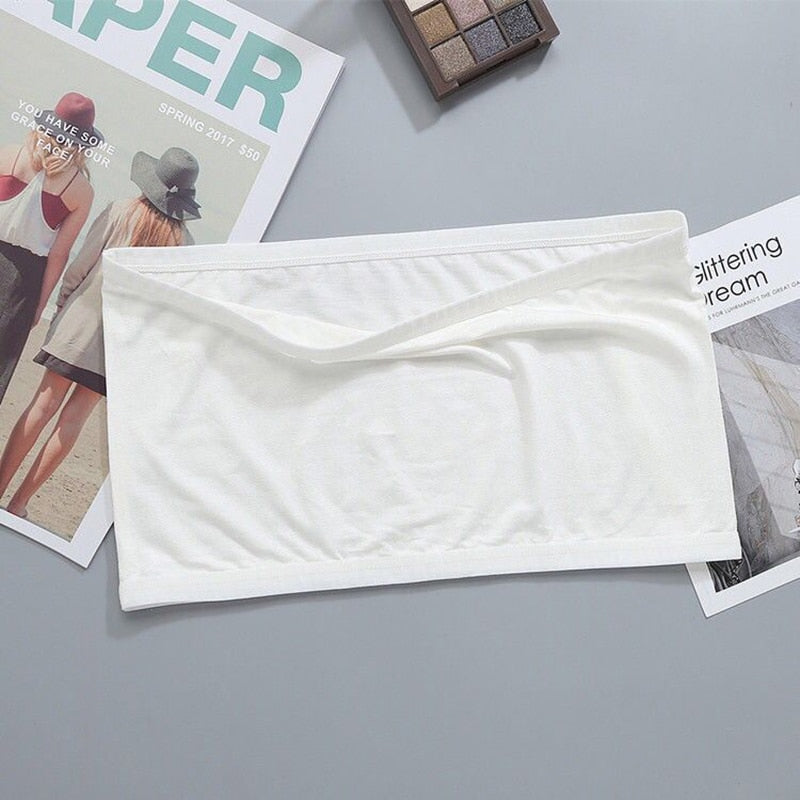 Fashion Summer Sexy Bras for Women Push Up Lingerie Ice Silk Seamless Word Sling Female Tube Top 2022 White Bralette Top Tanks