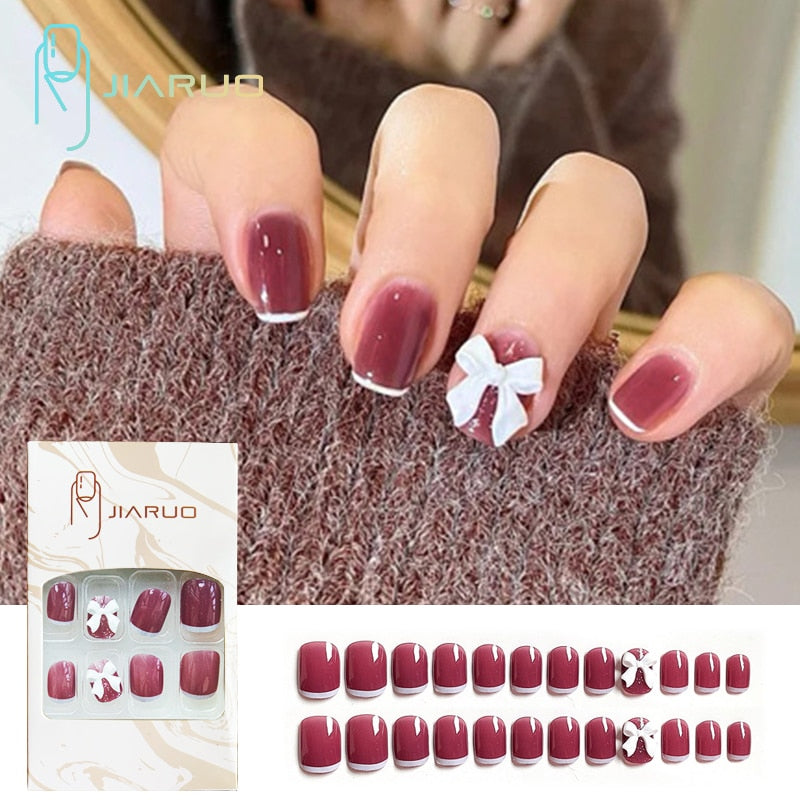 Fake Nails Art Nail Tips Press on False with Designs Set Full Cover Artificial Short Packaging Kiss Display Clear Tipsy Stick