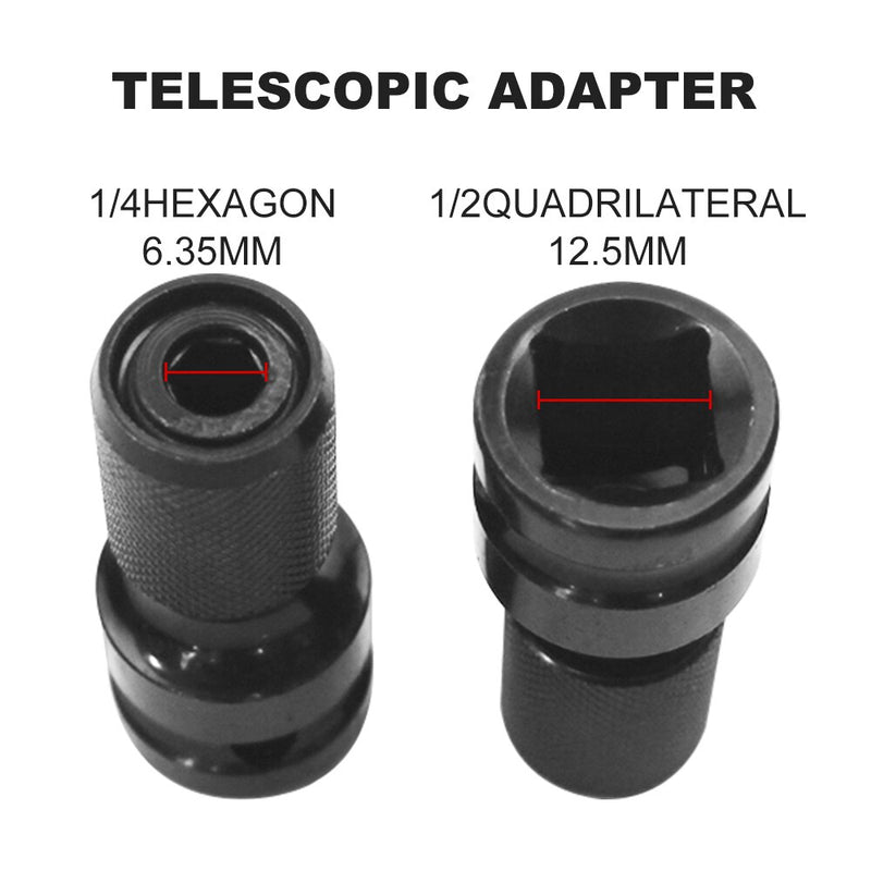 Universal Adaptive Wrench Adapter Socket Ratchet Torque Wrench Adapter 1/2 Inch Square to 1/4 Inch Hex Ratchet Socket Converter