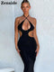 Zenaide 2022 Cut Y2K Long Dress Backless Spaghetti Strap Sexy Maxi Bodycon Dresses Pink Women Summer Black Beach Party Outfits