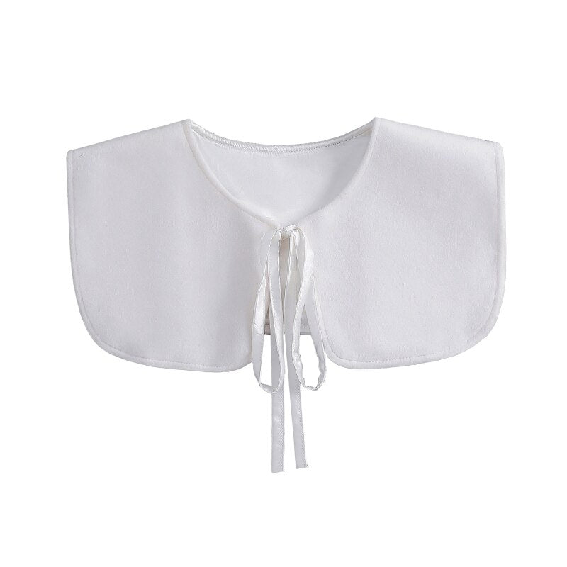 Royal Style Cotton Fake Collar Shawl Wrap Hollow Out Floral Lace Ruffled Trim Necklace Pointed Triangle Lapel Blouse