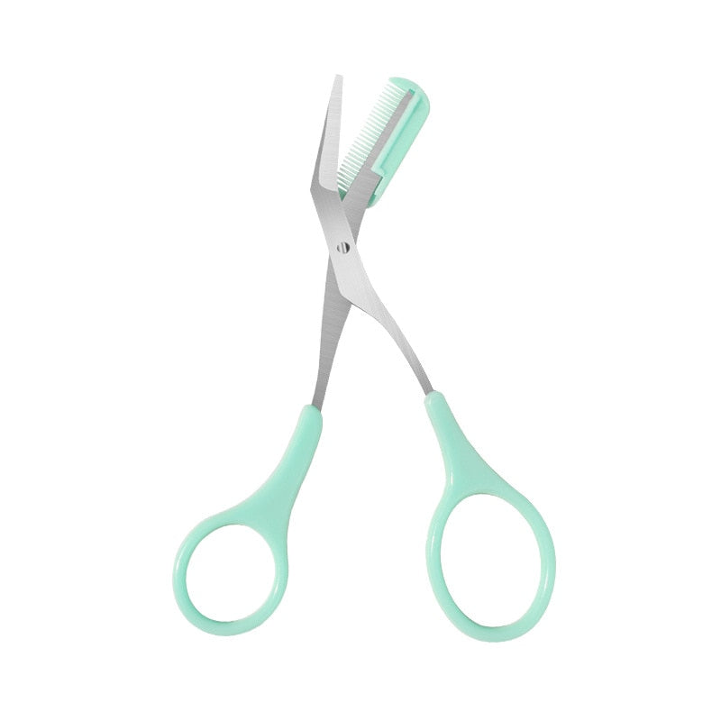 Eyebrow Trimmer Scissors Comb Stainless Steel Brow Hair Scissors Clips Shaping Razor Grooming Trimmer 1Pcs Makeup Accessories