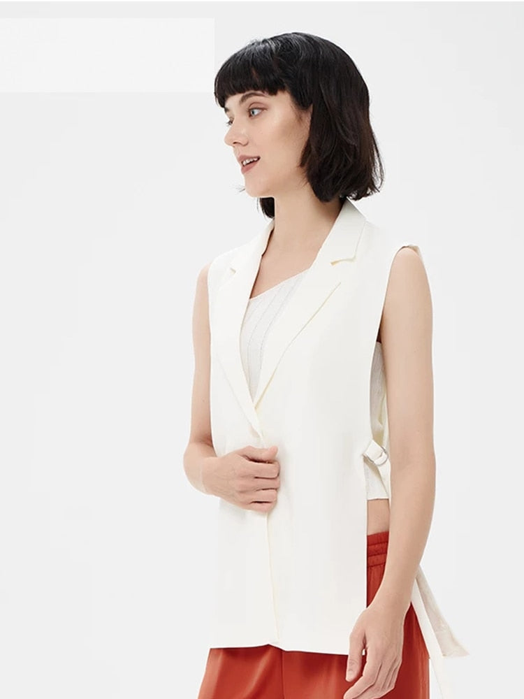 DUOPERI Jacket Women Blazer Gilet Sleeveless Vest Fashion Casual Streetwear Woman Waistcoat Tops veste femme
