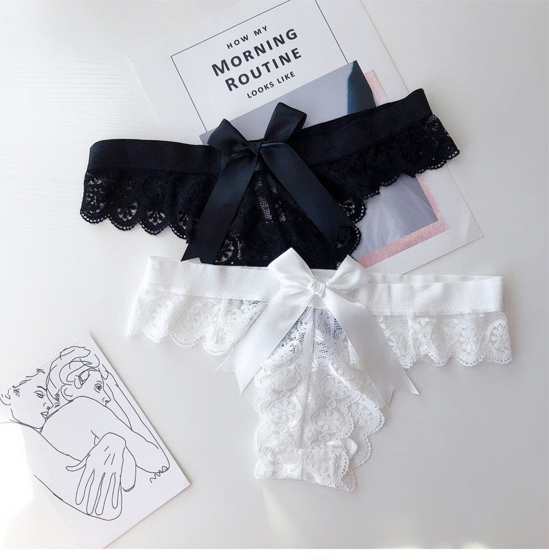 Sexy Lace Thongs Women G String Butterfly Low Waist Panties Transparent Underwear Ladies Briefs Lingere Panty Womens Underware