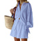 Cotton and Linen suit 2021 Women Solid Clothes Set Half Sleeve Lapel Neck Button-up Shirt+Irregular Hem Drawstring Shorts Sets