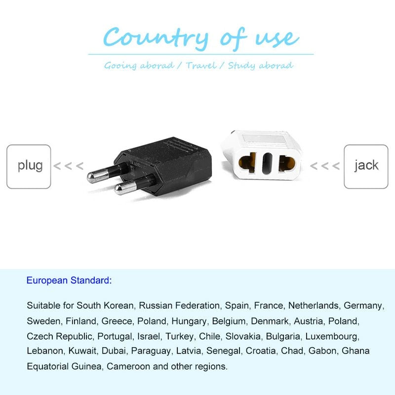 1-100pcs 4.0/4.8mm EU Plug Adapter EU US Israel To Euro KR BR Brazil Plug Converter American Travel Power Adapter Plug Socket