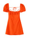 XNWMNZ women white fashion linen blend dress female square neck short puff sleeves backless crossover straps dress for women's