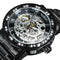 WINNER Transparent Skeleton Watch for Men Mechanical Wristwatches Diamond Watches Mens Luxury Stainless Steel Strap Unisex Clock