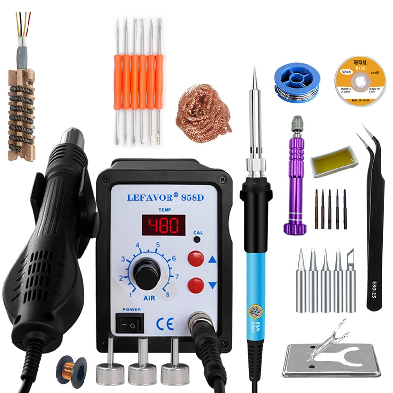 Hot Air Gun 858D BGA Rework Solder Station Blower Hair Dryer Hairdryer Soldering Heat Gun 220V 110V For SMD SMT Welding Repair