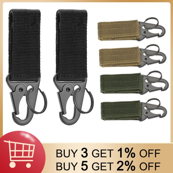 2pcs Tactical Hanging Buckle Molle Nylon Webbing Belt Triangle Buckle Outdoor Climbing Camping Tool Accessory Carabiner Keychain