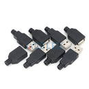 10pcs Type A Male Female USB 4 Pin Plug Socket Connector With Black Plastic Cover Type-A DIY Kits