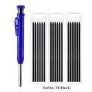 Solid Carpenter Pencil with Refill Leads and Built-in Sharpener for Deep Hole Mechanical Pencil Marker Marking Woodworking Tools