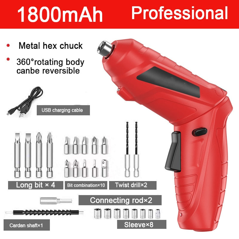 Electric Screwdriver Battery Rechargeable Cordless Screwdriver Powerful Impact Wireless Screwdriver Drill Electric Screw Driver