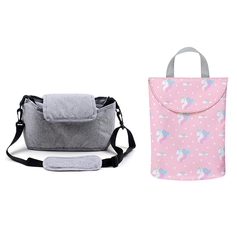 2 Baby Stroller Organizer Bag Mummy Diaper Bag Hook Baby Carriage Large Capacity Travel Wet Bags Stroller Accessories Cup Holder
