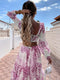 Women Tunic Beach Cover Up 2022 Summer Sexy V-Neck Backless Hollow Out Lantern Sleeve Maxi Dress Female Club Party Long Dresses