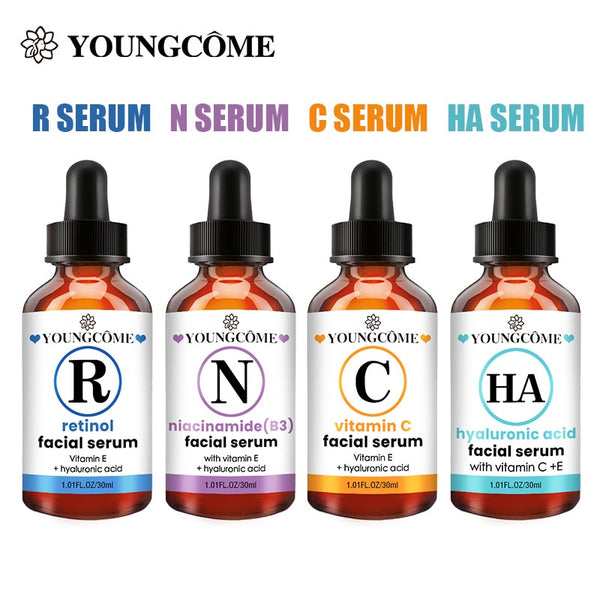 YOUNGCOME 30ml 50ml Vitamin C Retinol Facial Serum Whitening Brightening Moisturizing Lighten Spots Hyaluronic Acid Eyes Essence