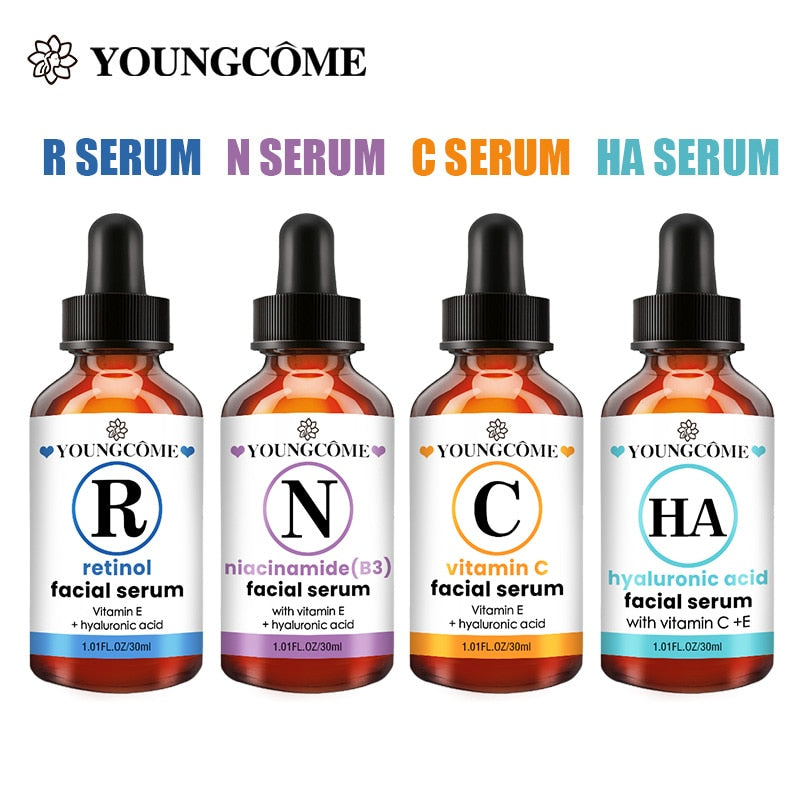 YOUNGCOME 30ml 50ml Vitamin C Retinol Facial Serum Whitening Brightening Moisturizing Lighten Spots Hyaluronic Acid Eyes Essence