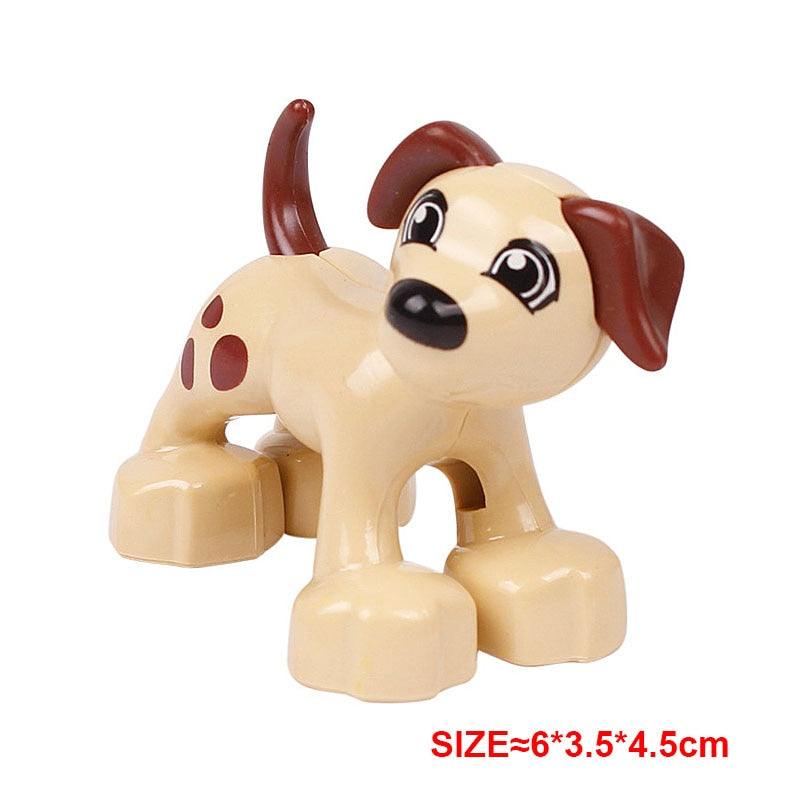 Big Building Block Accessories Chicken Duck Dog Cat Bird Cattle Sheep Zebra Rhinoceros Insect Zoo Series DIY Duploes Toy Gift