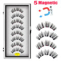 LEKOFO 8PCS 5 Magnets 3D Magnetic False Eyelashes Handmade Artificial Faux Cils Magnetic Natural Mink Eyelashes with Tweezers