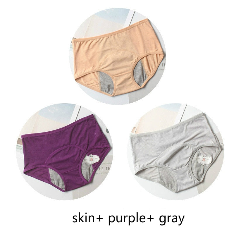 3pcs Leak Proof Menstrual Panties Physiological Pants Women Underwear Period Comfortable Waterproof Briefs