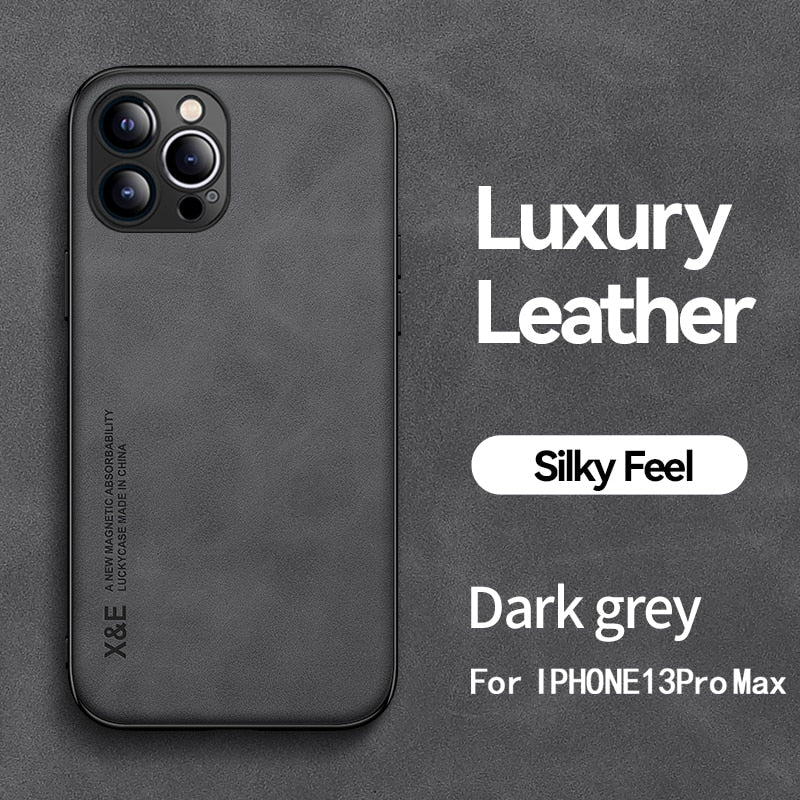 Ultra-thin Silky Feel Magnetic Phone Case For iPhone 13 11 12 14 Pro Max XS XR X 7 8Plus Luxury Texture Leather Protection Case