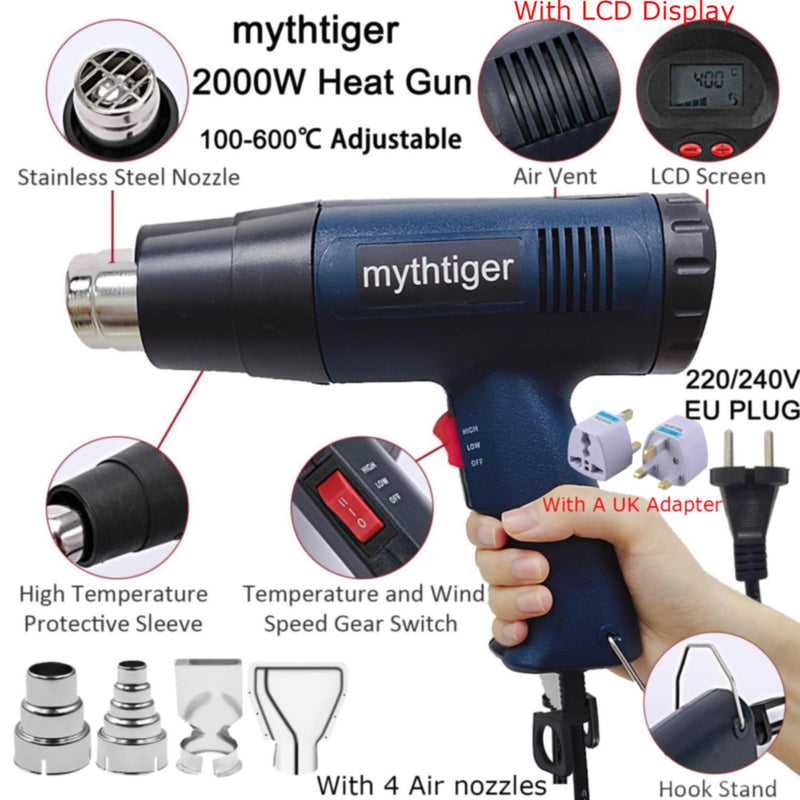 2000W LCD/NO LCD Heat Gun Variable Temperature Advanced Electric Hot Air Gun Power Tool Hair dryer for soldering Thermoregulator