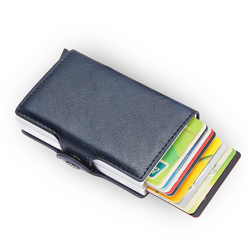 Top Quality Rfid Wallet Men Money Bag Mini Purse Male Aluminium Card Wallet Small Clutch Leather Wallet Thin Purse Carteras 2022