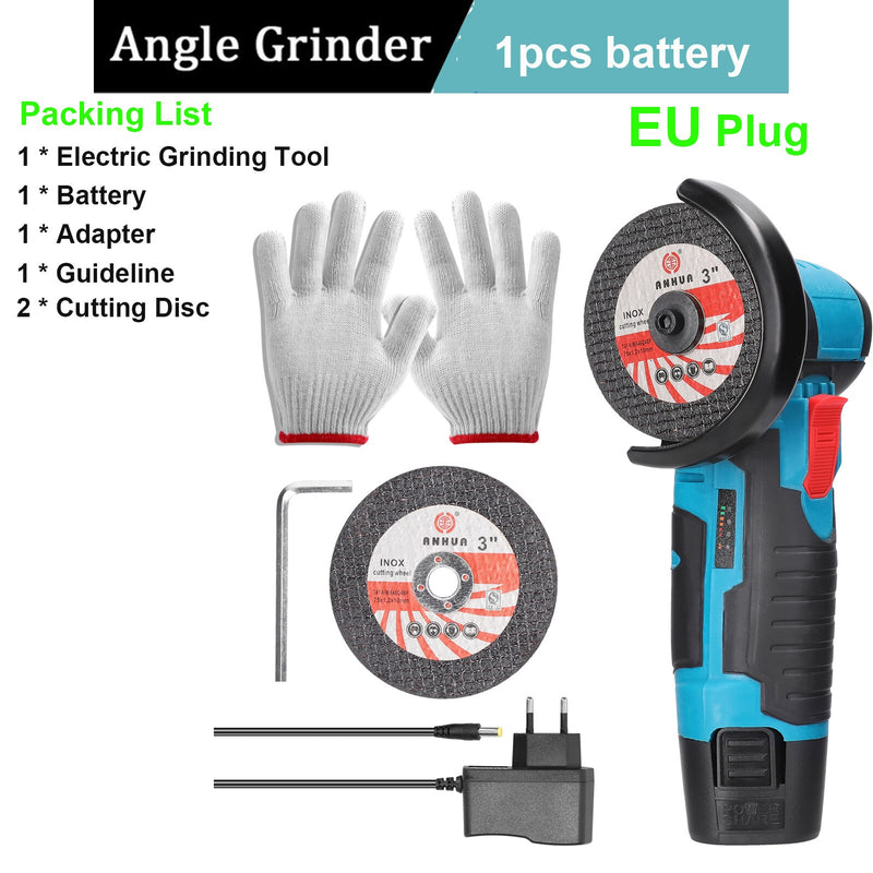 12V Brushless Angle Grinder with Lithium Battery 15000Rpm Grinder Cutter for Cutting Polishing Ceramic Tile Wood Stone Steel