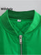 Willshela Women Fashion Oversized Bomber Jackets Coat With Pockets Front Zipper Vintage O-Neck Long Sleeves Female Chic Outwears