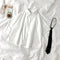 DAYIFUN White Shirts Women with Tie Japanese Style Preppy Students BF Oversized Blouse Simple Solid Loose Summer Top  L3204