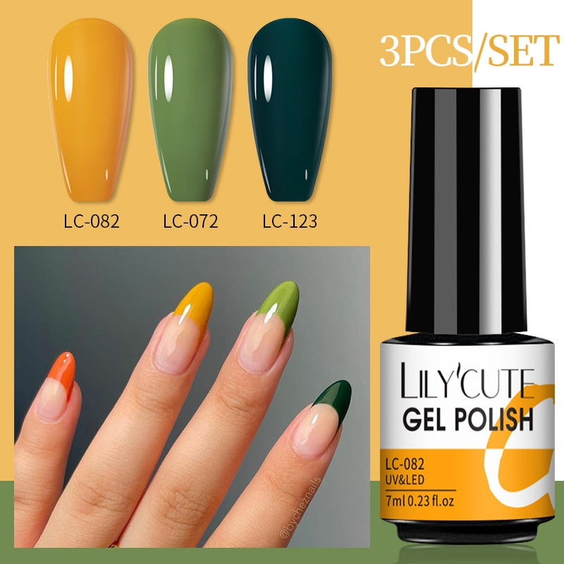 LILYCUTE 3 PCS Gel Nail Polish Set Nude Pink Glitter Sequins Matte Effect Gel Long Lasting Base Top Coat Nail Art Design Hybrid