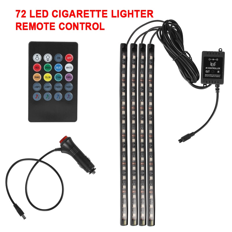 Automotive Interior Decorative Lights LED Car Foot Light 24/36/48/72 LED Atmosphere Lamp Ambient Lamp Remote/Voice Control