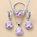 2022 Sell Well Wedding 925 Mark Jewelry Sets Black Zircon Dangle Earrings And Necklace Ring 3 Piece Set women Trendy Costume