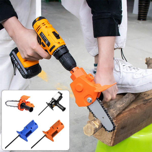 Portable Conversion Head Kits Electric Drill to Electric Chain Saw Adapter Attachment Woodworking Pruning Tools for Garden