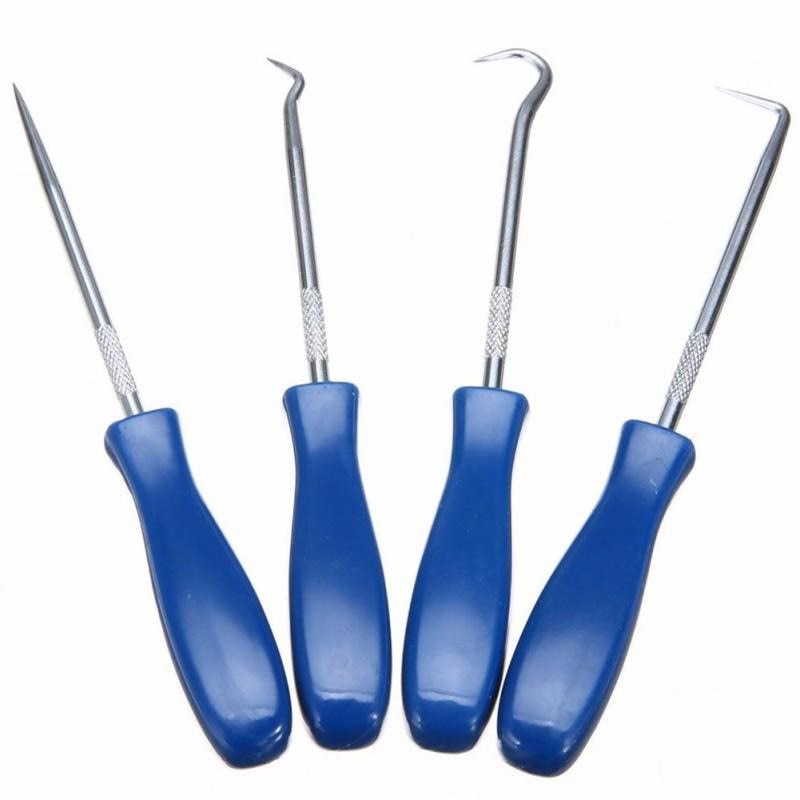 4 Pieces Long Pick &amp; Hook Set Gasket Puller Pick Tools for Removing Car Auto Oil Seal O-Ring Seal