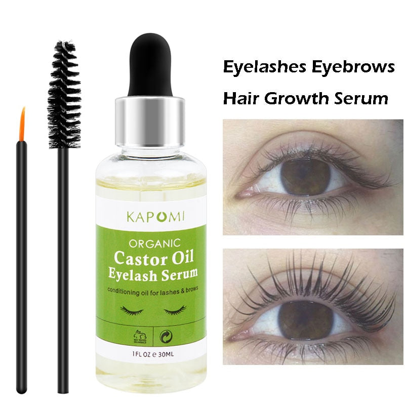 Natural Castor Oil Eyelashes Growth Essential Oil Thick Longer Nourishing Enhancer Lash Eyebrow Hair Growth Liquid Castor Serum