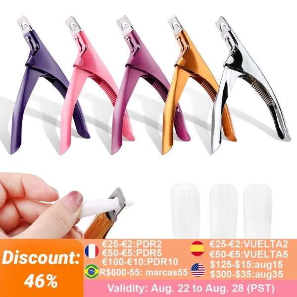 Professional Nail Art Clipper Special type U word False Tips Edge Cutters Manicure Colorful Stainless Steel Nail Art Tools