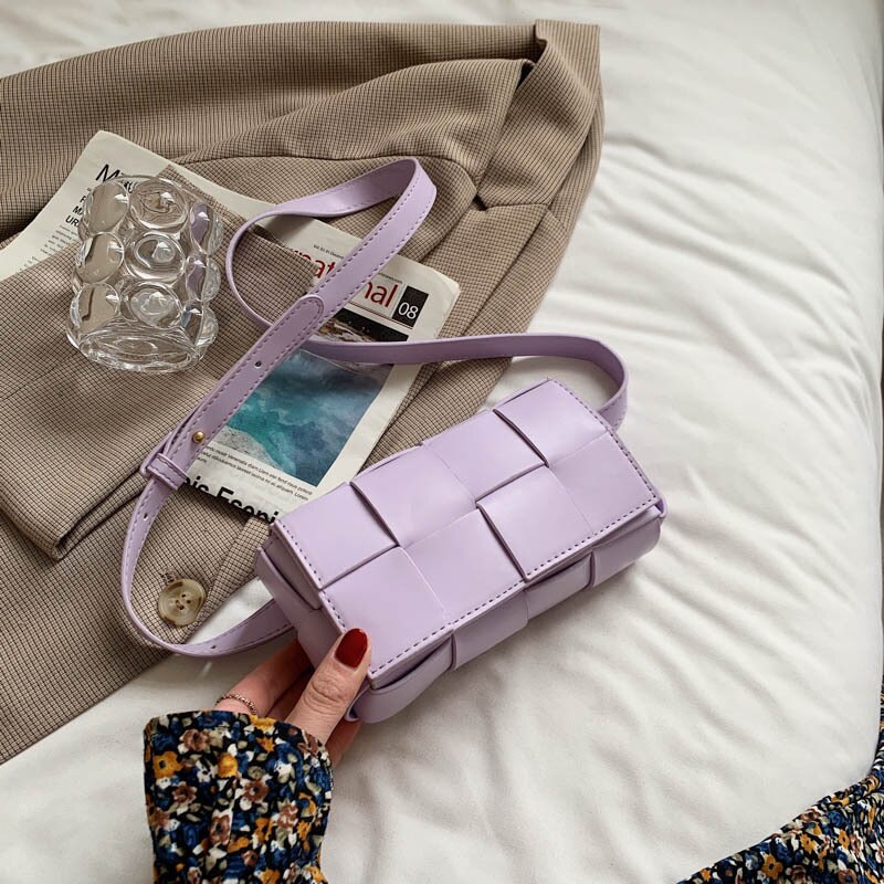 Pu Leather Woven Small Waist Bags For Women Luxury Brand Shoulder Bag New Trend Women Hand Bag 2022 Messenger bag Female Purses