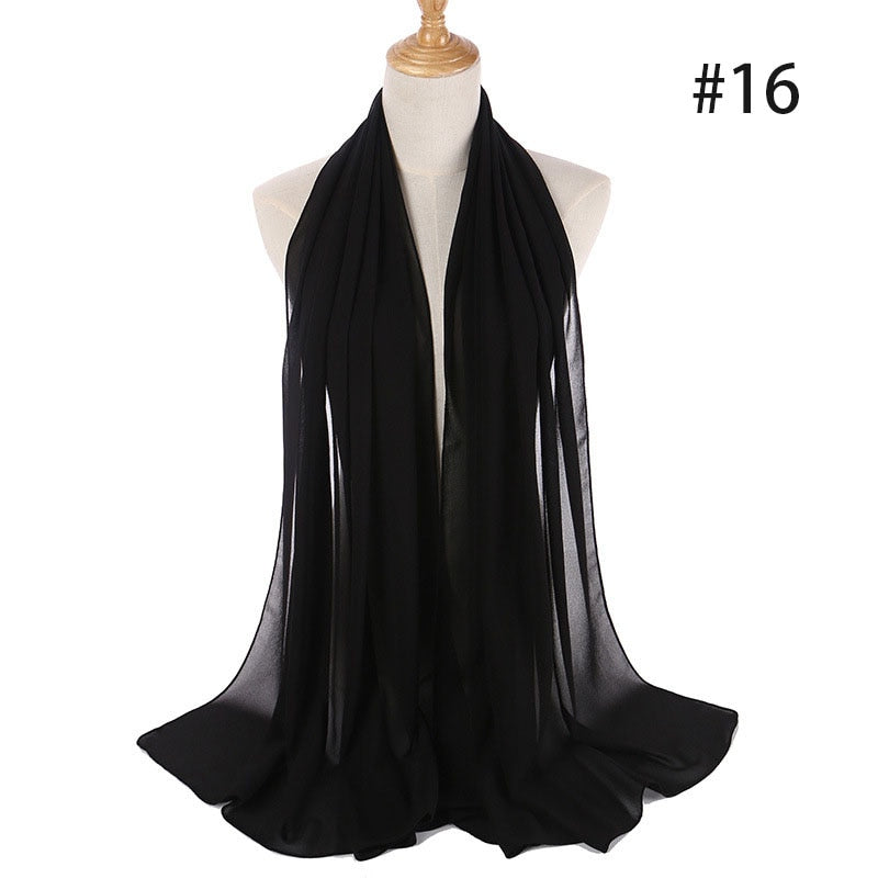 Hijab Scarf 72*175cm Plain Chiffon Scarves For Women Muslim Fasion Islam Clothing Headscarves Shawl For Ladies Headwrap Ramadan
