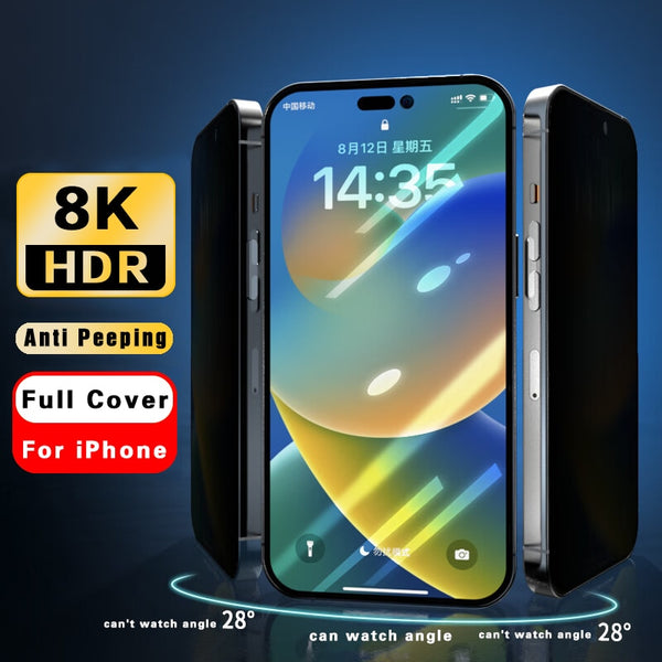 8K HD Full Cover Tempered Glass For iPhone 14 13 12 11 Pro Max Anti Peeping Screen Protector For iPhone XR X XS 14 Plus Glass