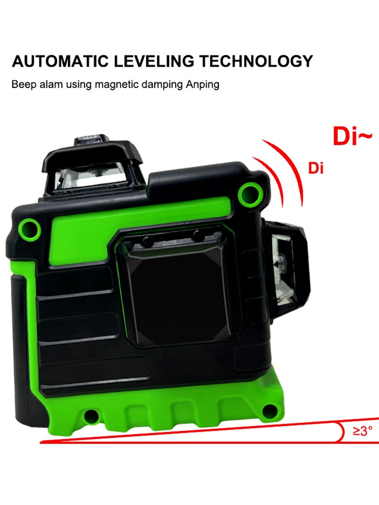 Pracmanu Laser Level 12 Lines 3D level Self-Leveling Horizontal and Vertical Cross Super Powerful Green Laser Beams