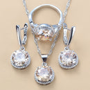 2022 Sell Well Wedding 925 Mark Jewelry Sets Black Zircon Dangle Earrings And Necklace Ring 3 Piece Set women Trendy Costume