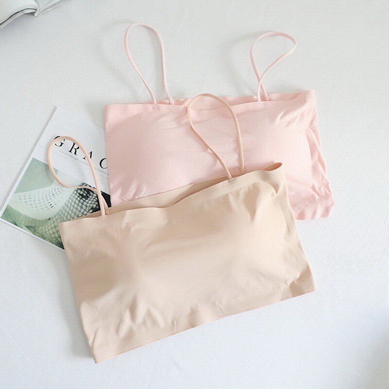 Top women Summer Women Sling Tube Top Sexy Bra Women underwear Push Up Bra Seamless Ice Silk Breast Wrap Lingerie Crop top
