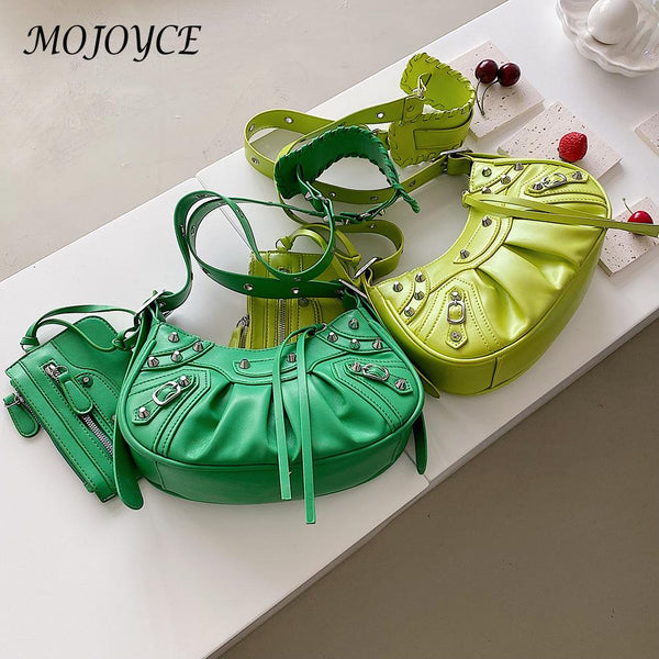 Women PU Leather Rivet Studded Shoulder Bag designer Summer Trend Crossbody Bag New Fashion Exquisite Lady Zipper Messenger Bags